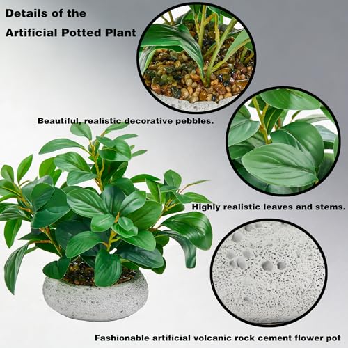 K&Y Realistic Artificial Potted Plants Olive Wild Fern Berry Decor Low Maintenance Faux Greenery Indoor Fake Plants for Home Office Bathroom Kitchen Desk Shelf (Gray Flowerpot Potted Plant) - color: Gray Flowerpot Potted Plant