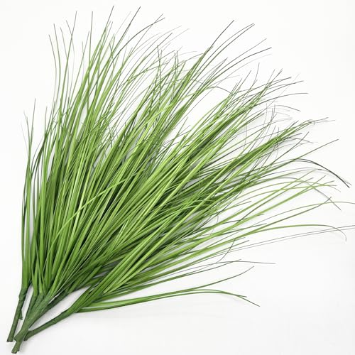 Artificial Wheat Grass Shrubs Fake Grass Plastic Plants Faux Greenery Bushes Tall Stem Wheatgasss for Outdoor Indoor Wedding Decor Office Yard Table Arrangements Planter Filler Decoration Green 8 Pack - color: Grass - Green - 8 Bundles