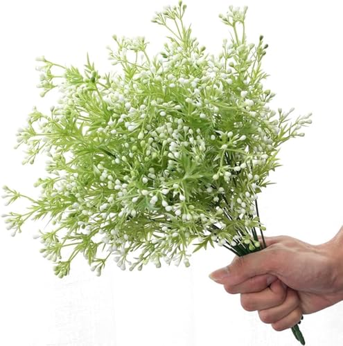 CATTREE Artificial Plants, Faux Plastic Pearl Flowers Gypsophila Shrubs Fake Grass Simulation Greenery Bushes Indoor Outdoor Home Decor Garden Yard Verandah Wedding Bridal Bouquet Decoration 4 Bundles - color: Gypsophila Plants - 4 Pcs