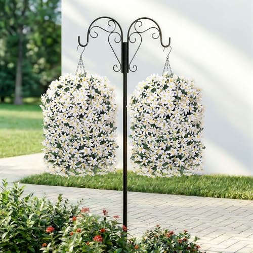 Hoppwodd Artificial Flower for Outdoors 4pcs Fake Lily Hanging Flower Baskets for Outside UV Resistant Silk Faux Long Trailing Vines for Garden Porch Patio, White - color: White