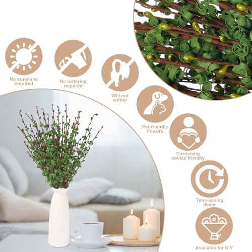 Wootkey 10 Pcs Long Stem Artificial Jasmine Flowers Fake Flower Dry Branches for Home Office DIY Floral Art Plant Wedding Living Room Spring Table Centerpieces Vase Decoration - color: Green, size: 10pcs-17.5''