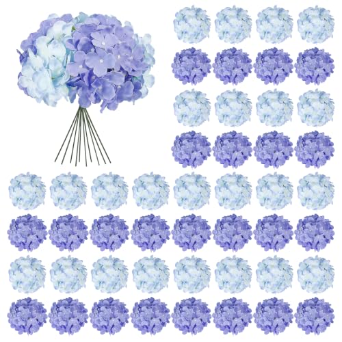 Auihiay 64Pcs Hydrangea Artificial Flowers Bulk, Faux Hydrangea Flowers Heads with Stems for Wedding Centerpieces Engagement Anniversary Birthday Housewarming(Mixed Purple) - color: Mixed Purple