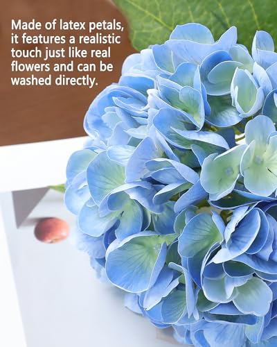 21in Hydrangea Artificial Flowers 3Pcs: Real Touch Latex Lifelike Large Hydrangea Flowers for Wedding Centerpieces, Bouquets & Home Party Decor (Blue) - color: Blue, size: 3Pcs