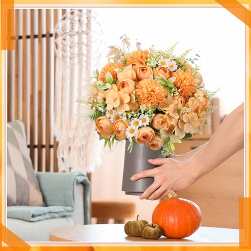 Tigeen Peonies Artificial Flowers Faux Roses Silk Flowers Hydrangea Artificial Bouquet for Wedding Table Centerpiece Floral Vase Home Office Bridal Decor(Yellow,12 Bundles) - color: Yellow
