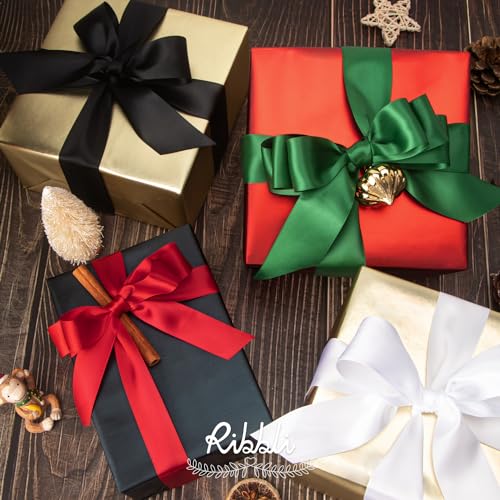 Ribbli Double Faced White Satin Ribbon,1” x Continuous 25 Yards,Use for Bows Bouquet,Gift Wrapping,Floral Arrangement - color: White, size: 1 inch