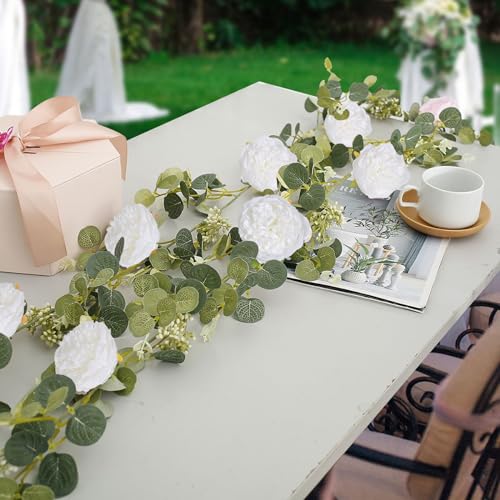 Peony Artificial Flowers 16pcs Fake Peonies Bulk White Silk Flowers Faux Peony Flowers Silk Peonies Heads with Stem Realistic Flowers for Home Wedding Party Festival Decor (Pure White) - color: Pure White