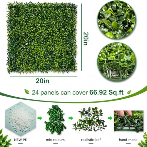 Bybeton Artificial Grass Wall Panel,10"x 10"(12Pcs) Boxwood Faux Green Wall Panels for Interior Wall, Backdrop Wall,Garden Wall and Indoor Outdoor Plant Wall Decor - size: 10*10IN 12Pcs