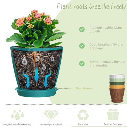 4 Inch Plant Pots, 6 Pack Indoor Flower Pots, Planters with Drainage Holes and Trays for Orchids, Violets, Succulents, Herbs, and Other Plants,Corolful - color: Colorful, size: 4inch