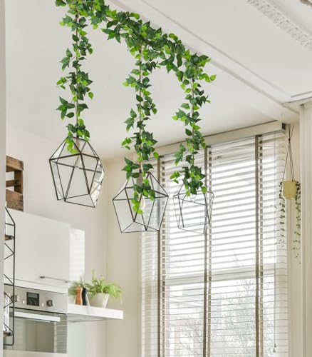 RECUTMS 6 Strands Artificial Vines Ivy Garland Fake Vine with Silk Green Leaves Hanging Plants Greenery Artificial Garland for Spring Summer Home Wall Bedroom Graduation Wedding Party Room Decor - color: Green-lvluo6pcs