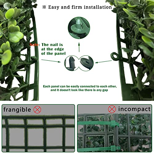 Bybeton Artificial Grass Wall Panels,10"x 10"(16Pcs) Boxwood Privacy Faux Green Wall Plants for Interior Wall, Backdrop,Garden and Outdoor Greenery Wall Decor, Spring Decor - size: 10*10IN 16Pcs