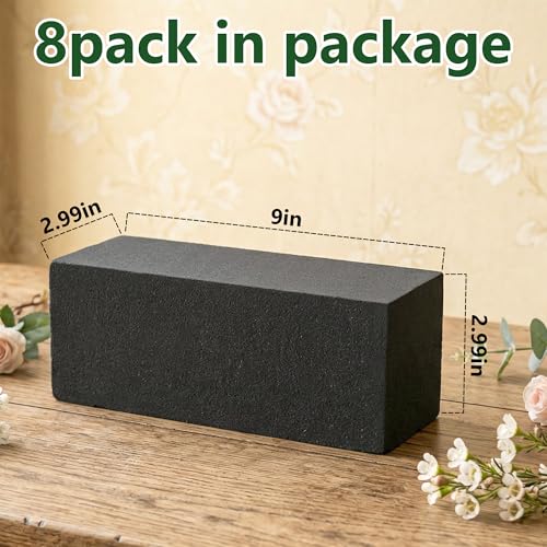 Max Shape Black Floral Foam Blocks for Artificial & Dried Flowers, Reusable Floral Foam Blocks, Water Resistant Flower Foam Blocks, Dry Floral Foams for Artificial Flowers (8, 9x2.99x2.99") - color: 8 Pack, size: 9x3x3"