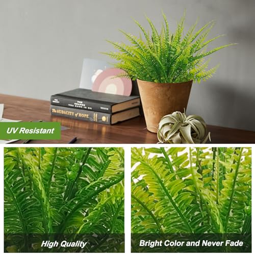 Coreland 80 Pcs Artificial Fake Boston Fern Plants Bushes Faux Plants Shrubs Greenery UV Resistant for House Office Garden Indoor Outdoor Décor - color: 80 Pcs