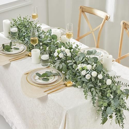 Giegxin 180 Pcs 3 Kinds Mixed Artificial Eucalyptus Leaves Stems Bulk Silver Dollar Leaves Picks Dried Eucalyptus Bundle Faux Spray for Wedding Vase Bouquet Floral Arrangement (Green) - color: Green