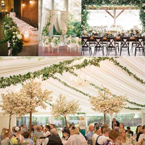Artificial Ivy Garland 70 Ft (10 Pack) with Clips & Green Flowers – Faux Greenery Hanging Vines for Wall, Room, Garden & Wedding Decoration