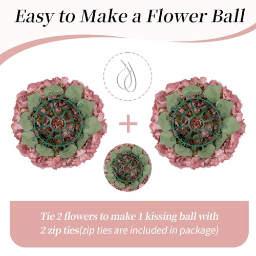 BLOSMON Artificial Flower Balls Wedding Centerpieces 2 Pcs 15.7" Large Dusty Pink Fake Flowers Rose Hydrangea Ball Arrangement Center Pieces for Table Silk Floral Bouquet for Wedding Party Home Decor - color: Dusty Rose, size: Diam 15.7" - 2 Pcs