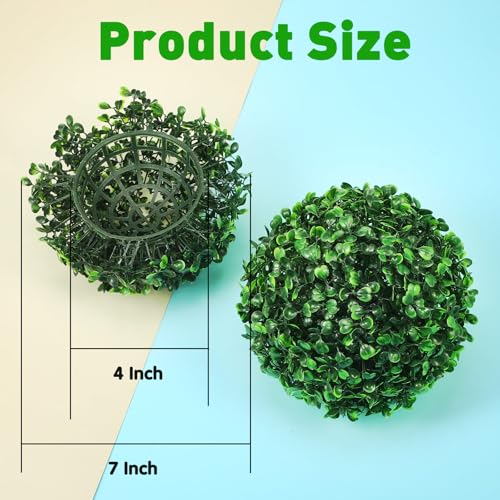 Hotop 2 Pcs 7 Inch Artificial Plant Topiary Ball 4 Layers Garden Spheres Boxwood Balls Artificial Topiaries Spheres Decorative Plants for Backyard, Balcony, Garden, Indoor Outdoor Decor(Green) - color: Green, size: 7 Inch