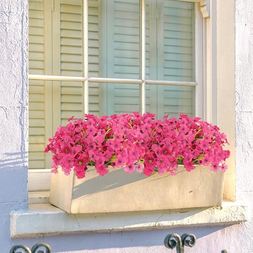 16 Bundles Artificial Flowers for Outdoors Fake Flowers Faux Plants for Indoor Outside Garden Porch Window Box Hanging Planters Home Farmhouse (Rosered) - color: Rosered, size: 15inches-16pcs