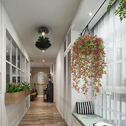 Artificial Hanging Vine, Sweet Potato Leaves Plastic Plants Greenery Faux Ivy Garland Fake Plant UV Resistant for Indoor Outdoor Garden Door Wall Baskets Wedding Party Table Decoration Red 4 Pcs - color: Sweet Potato Vine-red-4 Pcs