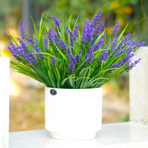 12 Bundles Artificial Lavender Plants Outdoor UV Resistant, Faux Monkey Grass Greenery Fake Flowers - Plastic Indoor/Outdoor Decor for Garden, Porch, Patio, Window Box, Hanging Planters - color: Purple
