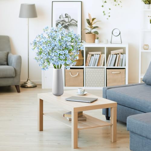 TOCHGREEN 10PCS Artificial Silk Flowers with Long Stems Faux Bulk Babys Breath Flowers Fake Silk Flowers Bouquet for Floral Arrangement Tall Vase Home Wedding Table Centerpieces Decor (Light Blue) - color: Light Blue