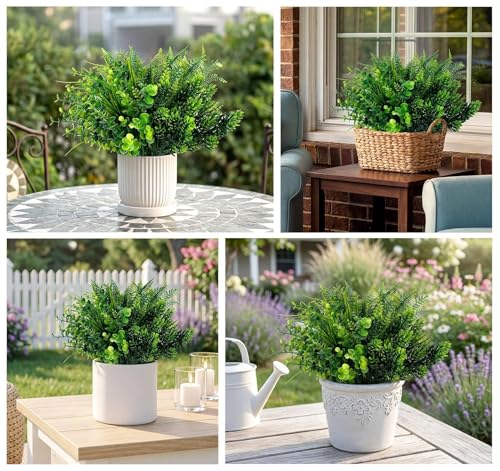 ilauke Fake Plants Greenery Stems 6 Bundles Artificial Greenery UV Resistant for Outdoors Planters Porch Window Box Patio Spring Faux Grass Decorations - color: Artificial Greenery Stems