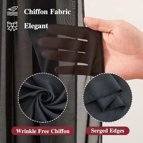 Wedding Arch Draping Fabric, 2 Panels 18FT Black Sheer Backdrop Curtain Chiffon Fabric Drapery Voile Scarf Draping Panels for Wedding Archway Ceremony Curtain Valance Party Decoration - color: Black Drapes Curtain, size: (2 Panels )6 Yards/36ft