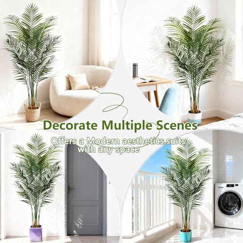 Artificial Areca Palm Plant 5.5Ft Fake Tropical Palm Tree Perfect Faux Dypsis Lutescens Plants in Pot for Indoor Outdoor House Home Office Garden Modern Decoration Housewarming Gift - size: 5ft 6in