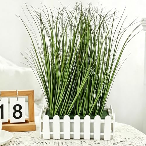 FOIMAS 12pcs Artificial Grass Plants,15.74" Faux Shrubs Wheat Grass Greenery Stems Fake Plants for Indoor Outdoor Home Decoration - size: 15.74