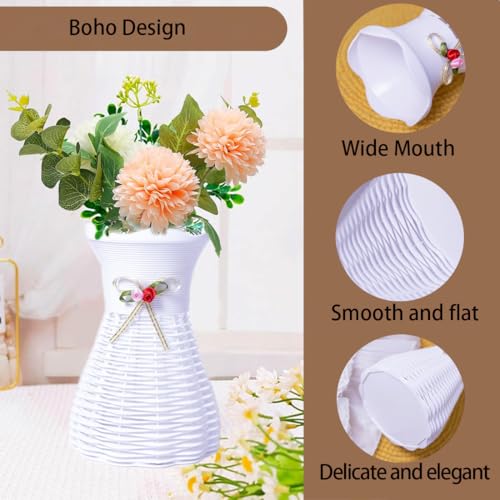 Flower Vase Basket Plastic Woven Rattan Vases Minimalist Modern Art Decorative Vase Flower Arrangement Container for Home Decor Table Wedding