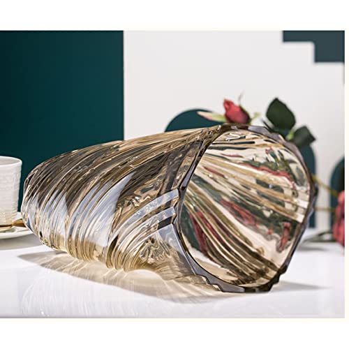 Glass Vase,Elegant Spiral Decorative Centerpiece for Home, Office,Wedding, Stylish Blown Glass Flower Vase - color: Amber, size: 11.6" Hight