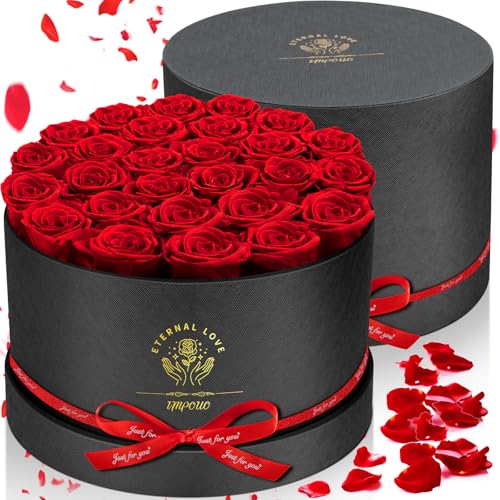 Impouo Forever Flowers, 27 Roses in A Box, Real Preserved Roses, Birthday Gift for Women, Mother's Day, Anniversary, Red Rose (Red, 27 Rose) - color: Red, size: 27 Rose