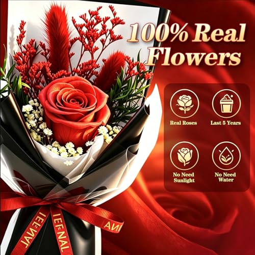 Preserved Flowers for Delivery,Red Rose Bouquet Gift for Women and Mom,Preserved Flowers Bouquet,Birthday Flowers Gifts for Her Grandma Wife Friends,Roses Gift Valentine’s Day Mothers Day Anniversary - color: Red-bouquet