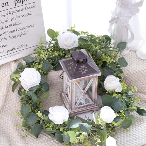 CEWOR 8pcs 5.8ft Artificial Eucalyptus Garland Fake Silver Dollar Eucalyptus Greenery Garland Vines for Mantle Table Runner Centerpiece Home Party Decor