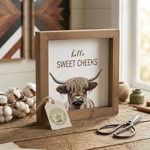Live Like Someone Left The Gate Open Sign, 6 Inch Wooden Highland Cow Office Decor, Western Wall Art Indoor Table Desk Shelf Decorative Signage Bedroom Rustic Farmhouse Decorations for Home - color: brown-1