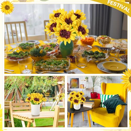 Ctosree 6 Pcs Sunflower Artificial Yellow Crepe Paper Flowers Bunch with Stems Mexican Fiesta Assorted Paper Flowers Fiesta Centerpieces for Birthday Party Cinco De Mayo Party Decor - color: Sunflower