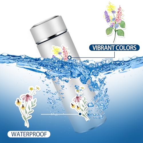 120 PCS Wildflower Stickers, Wildflower Flower Party Favors Birthday Party Decorations Spring Wildflower Floral Flower Bouquet Waterproof Vinyl Stickers for Water Bottle Laptop Envelope