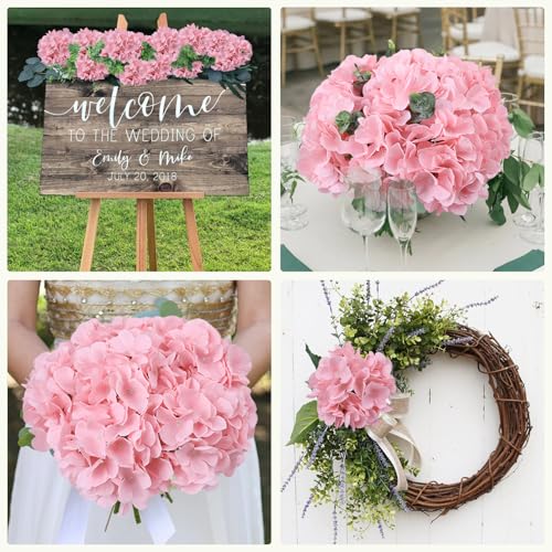 AVIVIHO 65pcs Fake Flowers Pink Hydrangea Artificial Flowers Bulk (Not Squished, No Steaming Need) Silk Flowers with Stems for Wedding Decor,Home,Baby Shower,Table Centerpieces Decoration - color: Pink, size: Medium