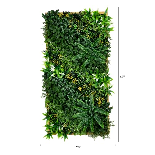 Nearly Natural Hawaiian Islands Artificial Living Wall Panel - 20in x 40in UV Resistant, Indoor/Outdoor Greenery Panel with Light Wood-Like Frame, Perfect for Home, Office, Events - Easy to Hang