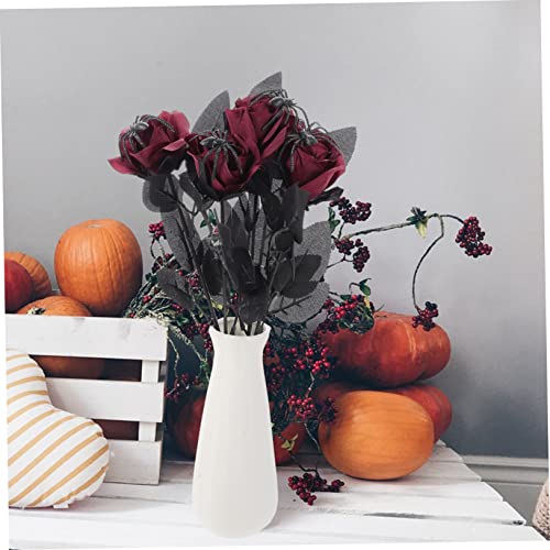 Cabilock 5Pcs Halloween Rose Decor with Realistic Spider Artificial Flowers Indoor Party Decoration for Haunted House Bar Garden Reusable Polyester Material
