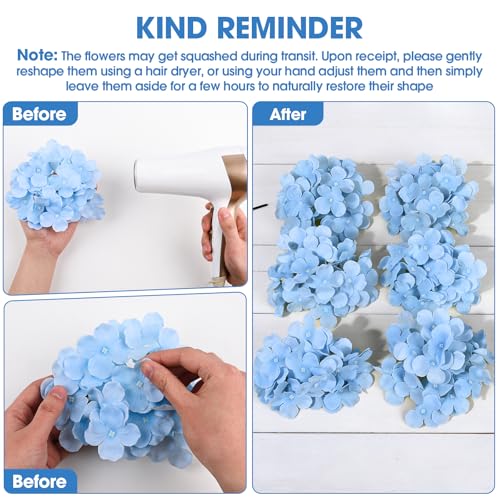 108PCS Hydrangea Artificial Flowers Silk Fake Flowers with Stems for Mother's Day, Home Wedding Decor, Party Table Centerpieces DIY Project and Bouquet Floral Garlands Decoration (Blue) - color: Blue