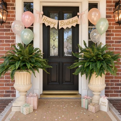 CQURE 50" Large Fake Fern Artificial Ferns for Outdoors,96 Branches Set of 2 Realistic Artificial Boston Ferns Bush Plant for Indoor Outdoor Garden Porch Decor - size: 50" 96 Leaves-2pc