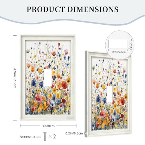 Decorative Art Light Switch Covers Watercolor Wildflower Bouquet Single Toggle Wall Plate Decorative Switchcover Electrical Switchplate for Home Decor - color: Watercolor Wildflower Bouquet, size: 1-Gang Toggle / 5 x 3 IN