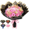Thiccywoov 36 Pcs Glitter Roses Bouquet Graduation Artificial Rose DIY Flower Bouquet Kit Flower Wrapping Paper 3D Butterflies Crowns for Mom Mother Teacher Birthday (Pink-A) - color: Pink-a