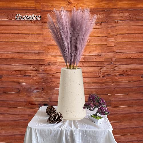 Artificial Faux Pampas Grass 8 Pcs Fake Artificial Adjustable Pampas Grass Variable Length Tall Fluffy Stems Table Vase Filler Centerpiece for Living Room Decor Boho Decor Wedding Light Purple - color: Light-purple