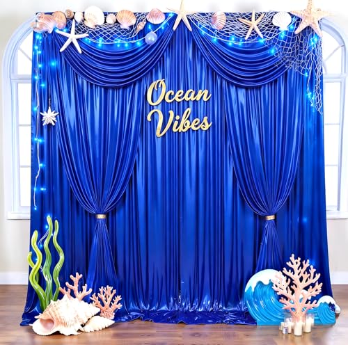10ftx10ft Royal Blue Sequin Backdrop Curtain for Parties, Wrinkle Free Thick Glitter Sparkle Photo Backdrop Drapes 2 Panels 5x10FT Shimmer Back Drop Cloth for Wedding Birthday Photography Background - color: Royal Blue, size: 5'W×10'H _2 Panels