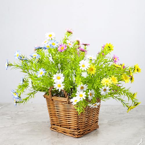 10 Bundles Artificial Daisy Flowers Faux Plants for Outdoors Fake Flowers UV Resistant No Fade for Garden Porch Patio Window Box Decoration (Yellow) - color: Yellow