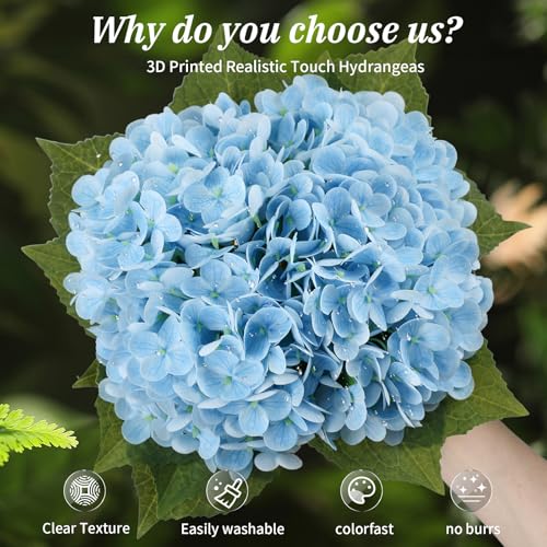 Leftover Hydrangea Artificial Flowers with Vase,Blue Real Touch Hydrangea Flowers with Butterfly,Faux Hydrangea Flowers for Floral Centerpieces for Tables,Home Decor,Wedding Decor,Coffee Table Decor - color: Blue Hydrangea