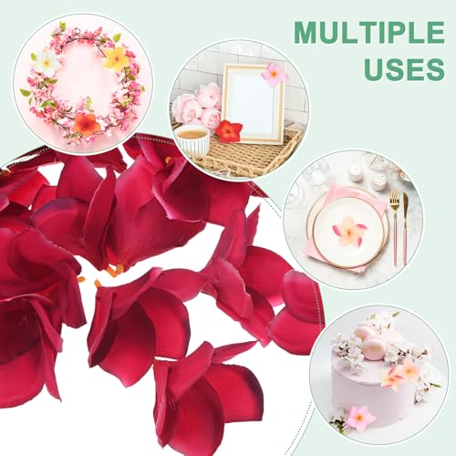 M METERXITY 10-Pack Artificial Plumeria Flowers, Fake Silk Heads Flower Hawaiian Plumeria Petal for DIY Crafts/Dress/Wedding/Party Decoration [Rose Red, 3.9"/ 10cm] - color: Rose Red