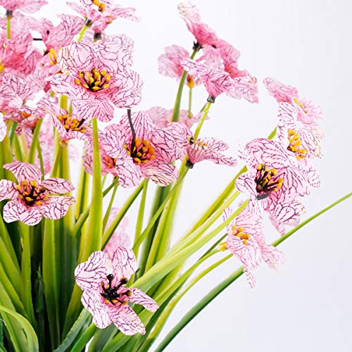 JEMONG 30 Bundles Artificial Flowers Outdoor UV Resistant Fake Flowers No Fade Faux Plastic Plants Garden Porch Window Box Decorating(Pink) - color: Pink, size: 30Bundles