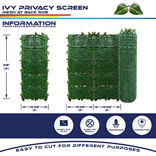 Windscreen4less 04'x02' Faux Leaf Privacy Fence Screen Artificial Laurel Leaves Fence Cover Wall Decoration for Patio Porch Deck Balcony Yard Indoor Outdoor - color: Laurel Leaf, size: 4' x 2'